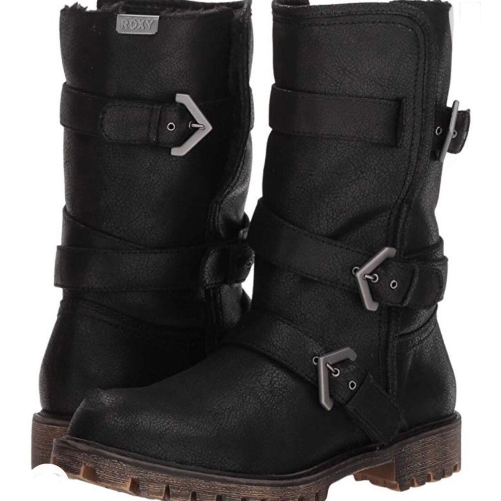 Roxy Black Combat & Moto Boots